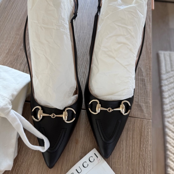 GUCCI Leather Horsebit slingback pump heels women’s (new) - Picture 6 of 7